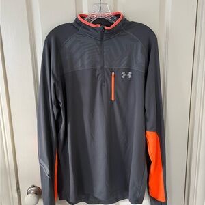 Under Armour Men's Gray and Bright Orange Performance 3/4 zip